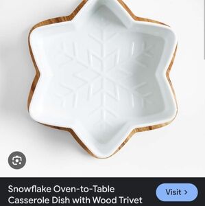 ISO Snowflake White Casserole Dish with Wood Trivet, I Know Its A Long Shot